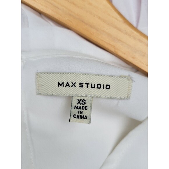 MAX STUDIO Women's Ivory Sleeveless Pleated Flowy Tank Top Sz XS - Picture 4 of 4